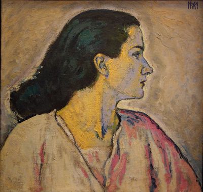 Koloman Moser. Portrait de femme de profil, c. 1910. Huile sur toile.